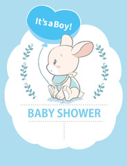 Cute baby rabbit. Vector illustration for Baby shower card, ad, baby wear design or other use.