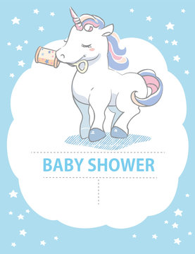 A baby unicorn . Vector illustration for Baby shower card, ad, baby wear design or other use. © 夏妃 吉野