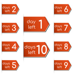 Set of badges with number of days left sign, number days left countdown vector illustration template, ready use for banners, landing page, template, ui, web, mobile app, poster, flyer, stickers.