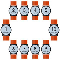 Set of badges with number of days left sign, number days left countdown vector illustration template, ready use for banners, landing page, template, ui, web, mobile app, poster, flyer, stickers.