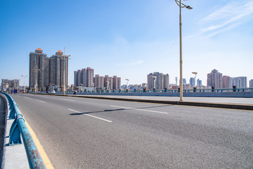 Humen Town, Dongguan City, Guangdong Province, China, Zhenyuan Bridge Road Surface and Urban Architecture