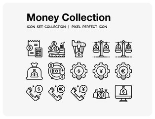 Money Icons Set. UI Pixel Perfect Well-crafted Vector Thin Line Icons. The illustrations are a vector.