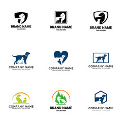 set dog and cat logo design vector template