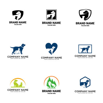 set dog and cat logo design vector template