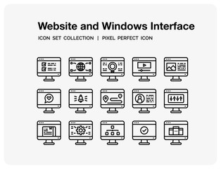 Website and Windows Interface Icons Set. UI Pixel Perfect Well-crafted Vector Thin Line Icons. The illustrations are a vector.