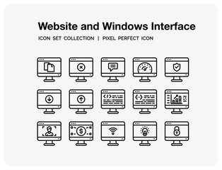 Website and Windows Interface Icons Set. UI Pixel Perfect Well-crafted Vector Thin Line Icons. The illustrations are a vector.