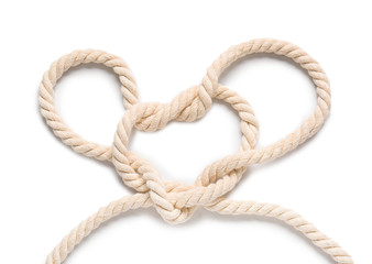 Rope on white background, top view