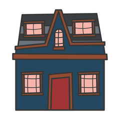 cottage home loft village architecture cartoon icon © Stockgiu