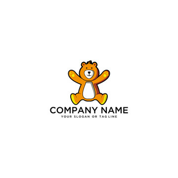 teddy bear logo design vector template white background