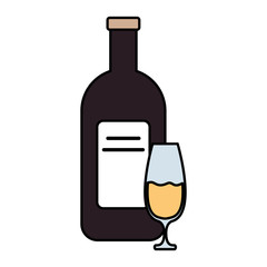 champagne bottle and cup drink isolated icon