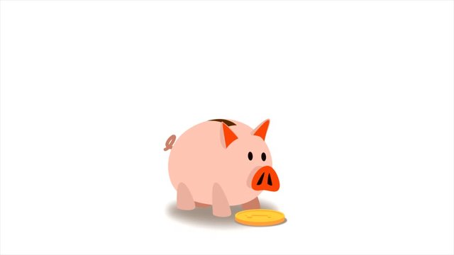 Piggy Bank searches for and collects coins. Animation.