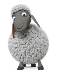 3d illustration fluffy lamb with funny eyes/3d illustration Herbivorous and fluffy farm animal...