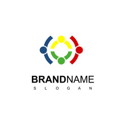 Flat People Logo Vector In Isolated White Background