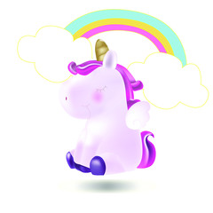 Unicorn on pastel rainbow background