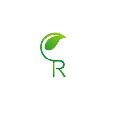 Letter R Nature Logo With Leaf Symbol
