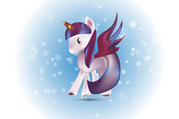 Unicorn horse with beautiful snowflake