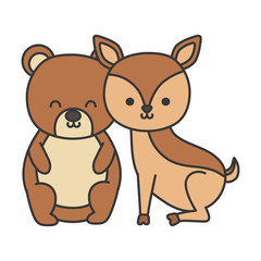 Obraz na płótnie Canvas little cute bear and deer cartoon animals