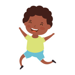 cute little afro boy comic character