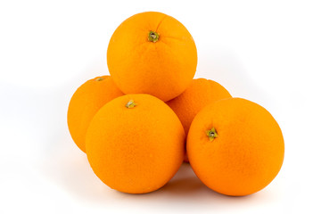 Fresh navel oranges isolated on white background. Save with clipping path.