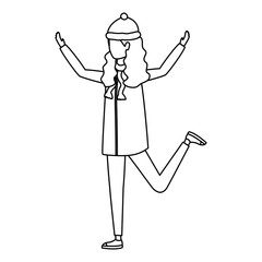 young woman with christmas hat character