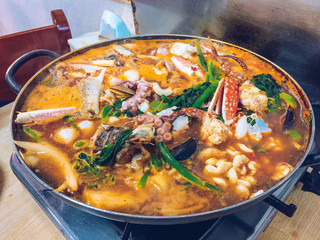 Seafood spicy hot pot soup
