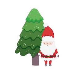 cute santa claus with tree snow happy christmas