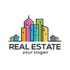 Fototapeta na wymiar real estate line building logo