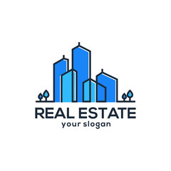 real estate line building logo