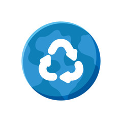 planet earth with renewable energy symbol on white background