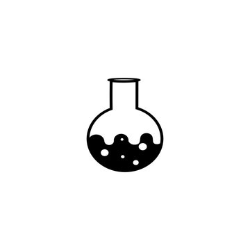 Flask icon vector design. Black icon with reflection isolated on the white background