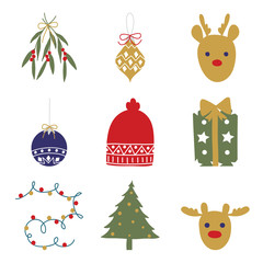 Christmas and happy new year icon set