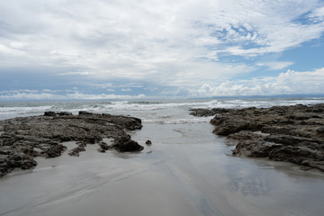 Beautiful close up view of the beach, reef and ocean in Costa Rica