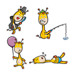 Collection of Giraffe Cartoon Action