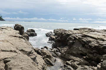 Beautiful close up view of the beach, reef and ocean in Costa Rica