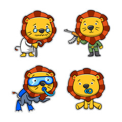 Collection of Lion Cartoon Action