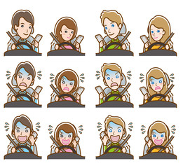 カップルの表情のイラスト