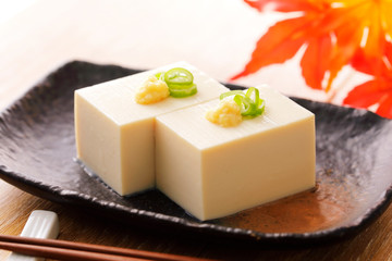 冷奴　絹豆腐　Japanese cold tofu with toppings