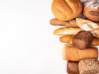 Different bread on a white background.