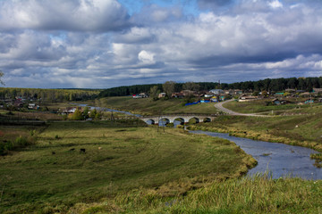 Obraz premium landscape with river and blue sky
