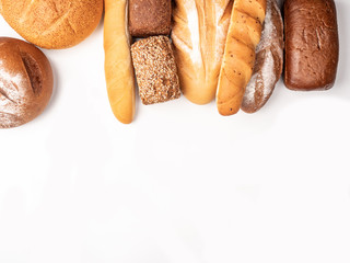 Different bread on a white background.