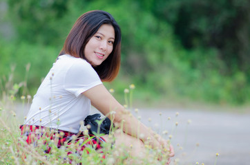 Young smiling business woman Outdoor portrait