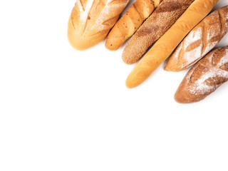 Different bread on a white background.