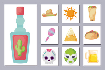 bundle mexican traditional set icons