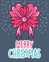 merry christmas celebration flower ribbon snow decoration