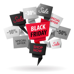 Black Friday Sale Advertising promotion origami banner or flyer