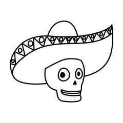 mariachi skull comic character icon