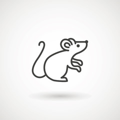 Mouse vector icon. Line vector figure of mouse. Vector outline forest animal for web and design. Chinese horoscope thin line icon.