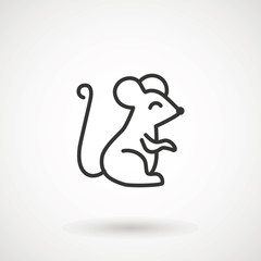 Mouse vector icon. Line vector figure of mouse. Vector outline forest animal for web and design. Chinese horoscope thin line icon.