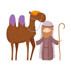 shepherd with camel manger nativity, merry christmas