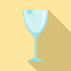 Cracked champagne glass icon. Flat illustration of cracked champagne glass vector icon for web design